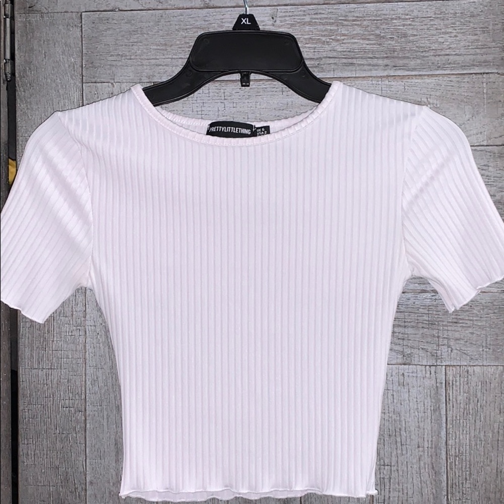 Prettylittlething White Crop Top